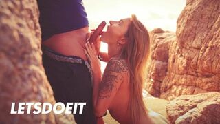 Angel Piaff zboczony masturbacja i gorące ssanie na plaży
