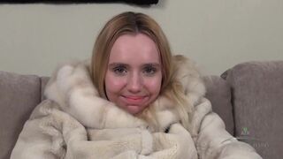 Stupendous daniella stripping around with false dick in her hairy pussy