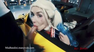 Publiczny seks z napalonym Harley Quinn w Halloween