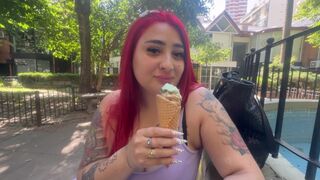 Czerwona Argentyńska dziewczyna uwielbia lody, kończy ssając mojego fiuta