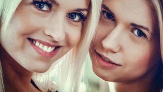 Gorące lesbijskie uściski dojrzałych blondynek z Leną Love i Violette Pink